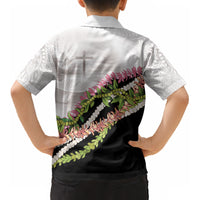 Hawaii Mokihana Mix Pikake Leis Mahalo 'Olelo Kid Hawaiian Shirt White Tapa LT7 - Polynesian Pride