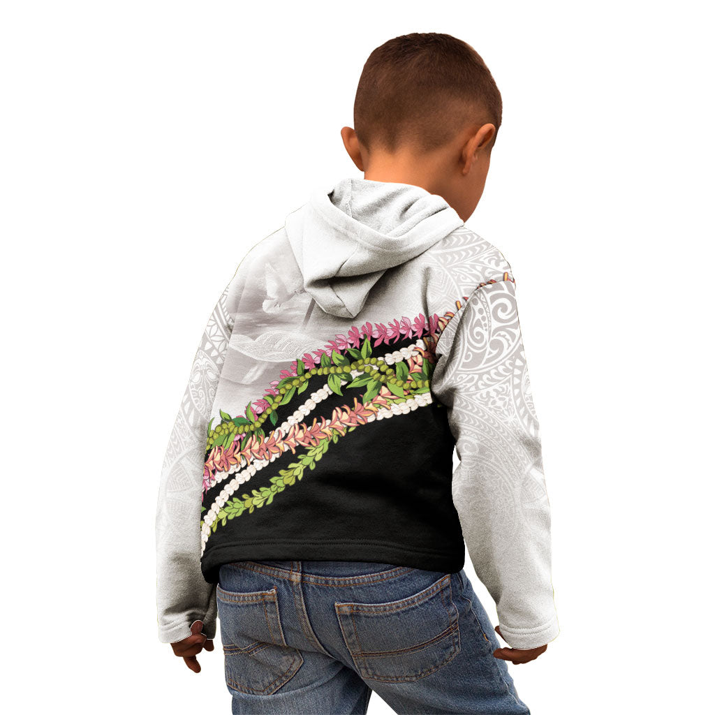 Hawaii Mokihana Mix Pikake Leis Mahalo 'Olelo Kid Hoodie White Tapa LT7 - Polynesian Pride