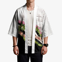 Hawaii Mokihana Mix Pikake Leis Mahalo 'Olelo Kimono White Tapa LT7 - Polynesian Pride