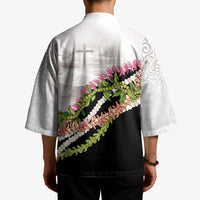 Hawaii Mokihana Mix Pikake Leis Mahalo 'Olelo Kimono White Tapa LT7 - Polynesian Pride