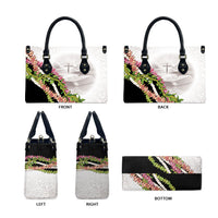 Hawaii Mokihana Mix Pikake Leis Mahalo 'Olelo Leather Bag White Tapa LT7 - Polynesian Pride