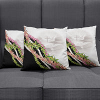 Hawaii Mokihana Mix Pikake Leis Mahalo 'Olelo Pillow Cover White Tapa LT7 - Polynesian Pride