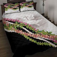 Hawaii Mokihana Mix Pikake Leis Mahalo 'Olelo Quilt Bed Set White Tapa LT7 White - Polynesian Pride