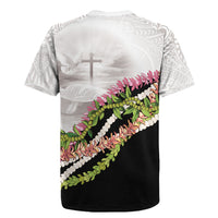 Hawaii Mokihana Mix Pikake Leis Mahalo 'Olelo Rugby Jersey White Tapa LT7 - Polynesian Pride