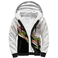 Hawaii Mokihana Mix Pikake Leis Mahalo 'Olelo Sherpa Hoodie White Tapa LT7 Unisex White - Polynesian Pride
