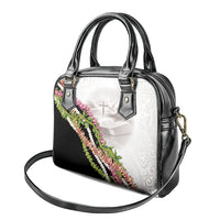 Hawaii Mokihana Mix Pikake Leis Mahalo 'Olelo Shoulder Handbag White Tapa LT7 - Polynesian Pride