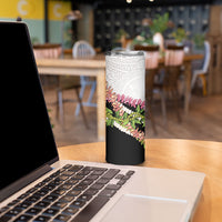 Hawaii Mokihana Mix Pikake Leis Mahalo 'Olelo Skinny Tumbler White Tapa LT7 - Polynesian Pride