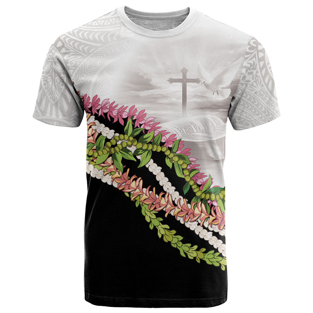 Hawaii Mokihana Mix Pikake Leis Mahalo 'Olelo T Shirt White Tapa LT7 White - Polynesian Pride