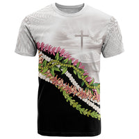 Hawaii Mokihana Mix Pikake Leis Mahalo 'Olelo T Shirt White Tapa LT7 White - Polynesian Pride