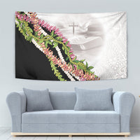 Hawaii Mokihana Mix Pikake Leis Mahalo 'Olelo Tapestry White Tapa LT7 - Polynesian Pride