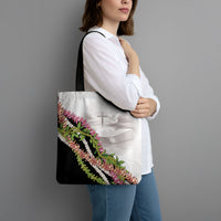 Hawaii Mokihana Mix Pikake Leis Mahalo 'Olelo Tote Bag White Tapa LT7 - Polynesian Pride