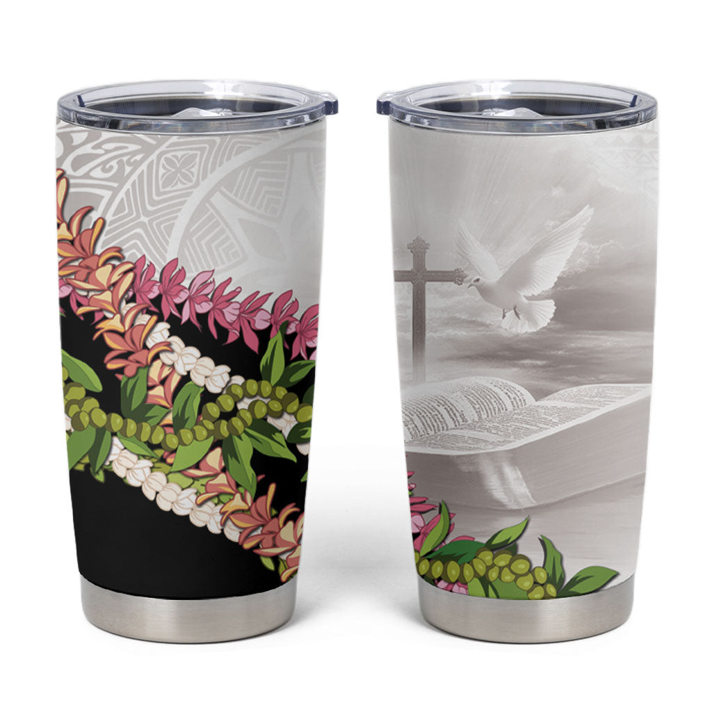 Hawaii Mokihana Mix Pikake Leis Mahalo 'Olelo Tumbler Cup White Tapa LT7 White - Polynesian Pride