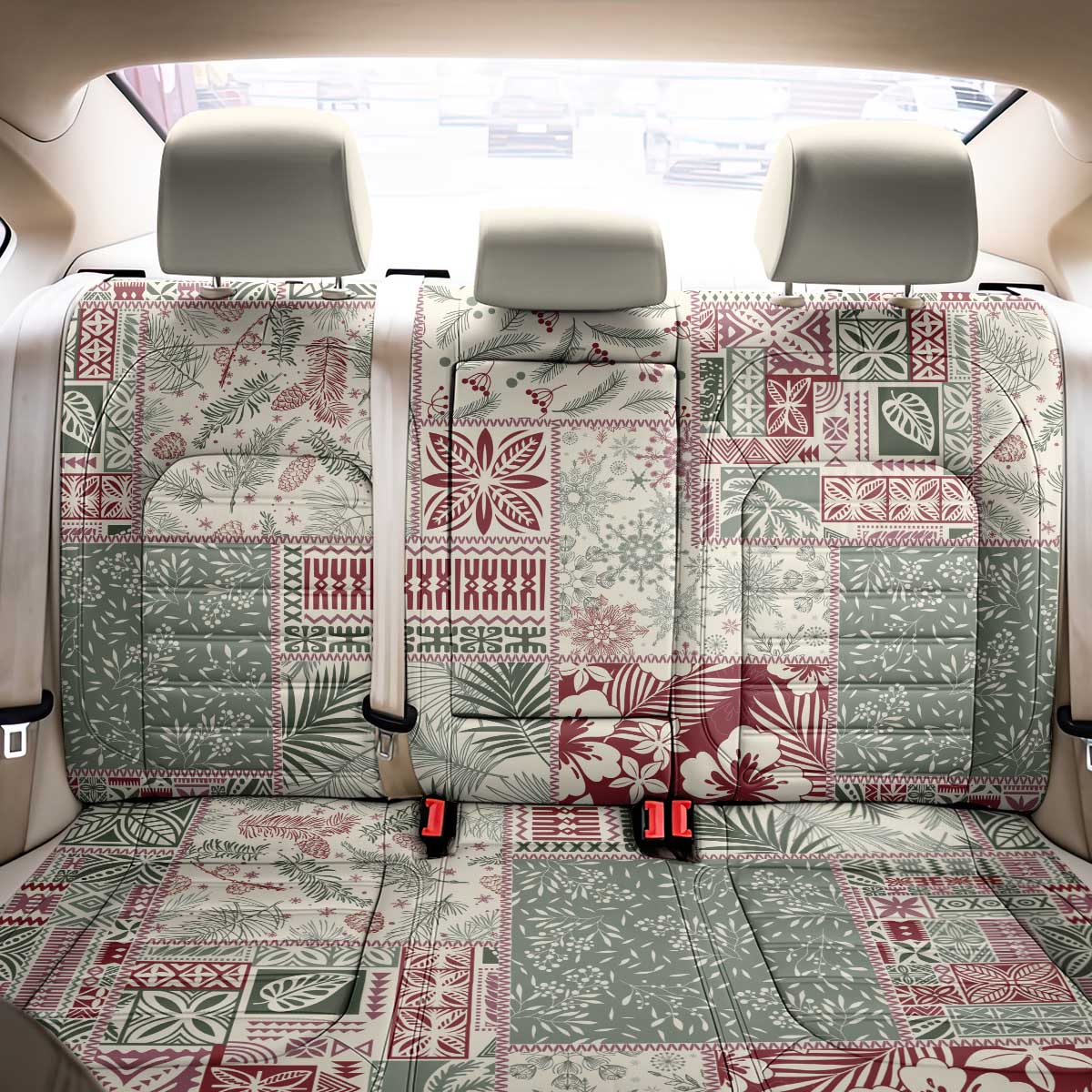 Aloha Hawaii Pastel Christmas Patchwork Back Car Seat Cover Classic Style - Polynesian Pride