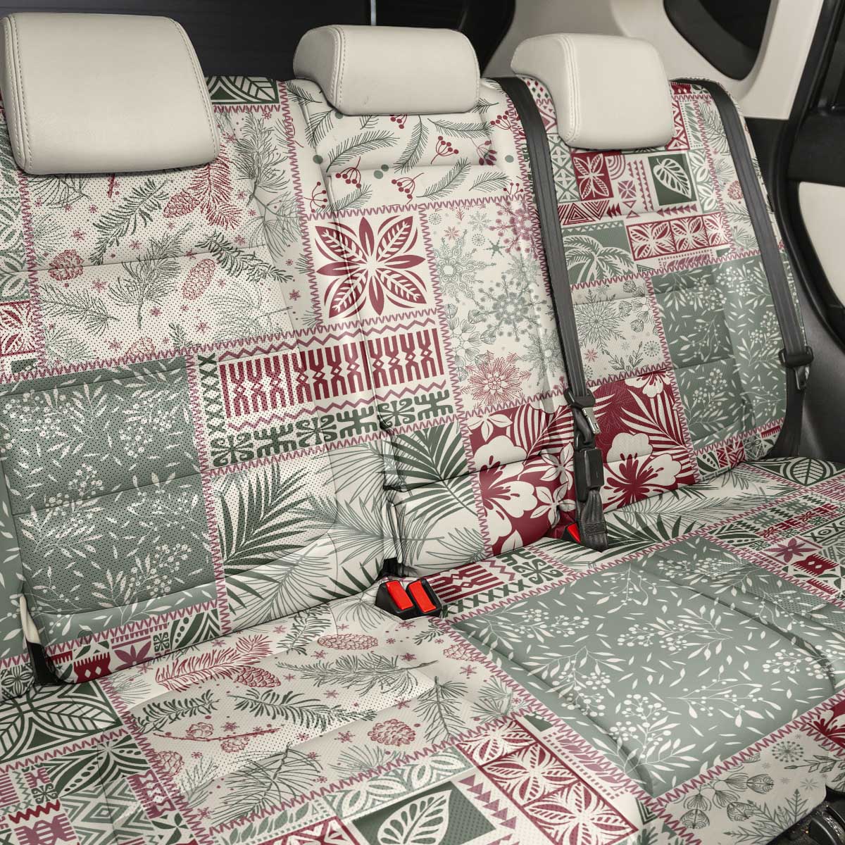 Aloha Hawaii Pastel Christmas Patchwork Back Car Seat Cover Classic Style - Polynesian Pride