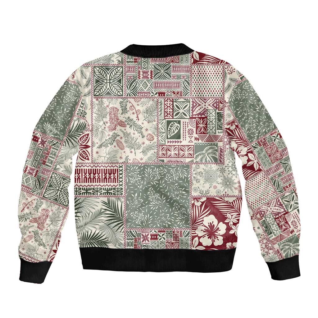 Aloha Hawaii Pastel Christmas Patchwork Bomber Jacket Classic Style - Polynesian Pride