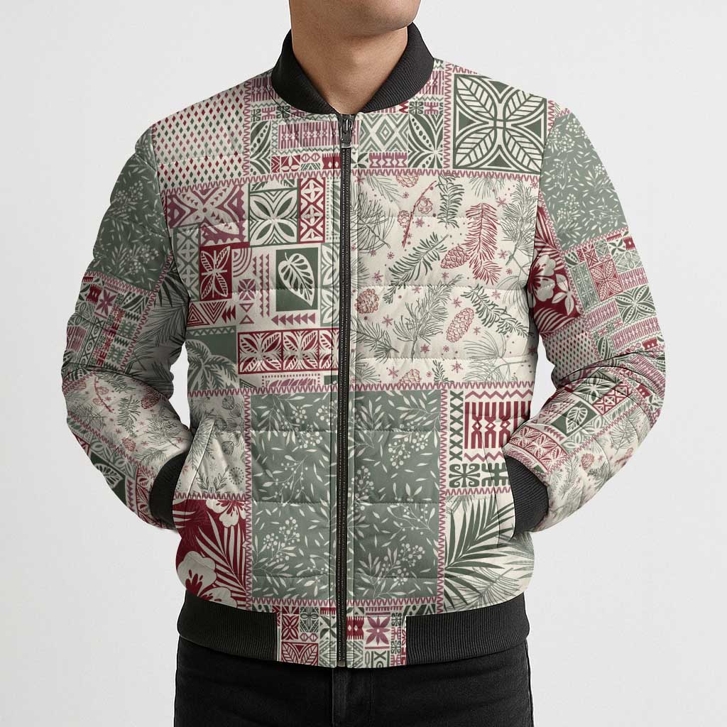 Aloha Hawaii Pastel Christmas Patchwork Bomber Puffer Jacket Classic Style - Polynesian Pride