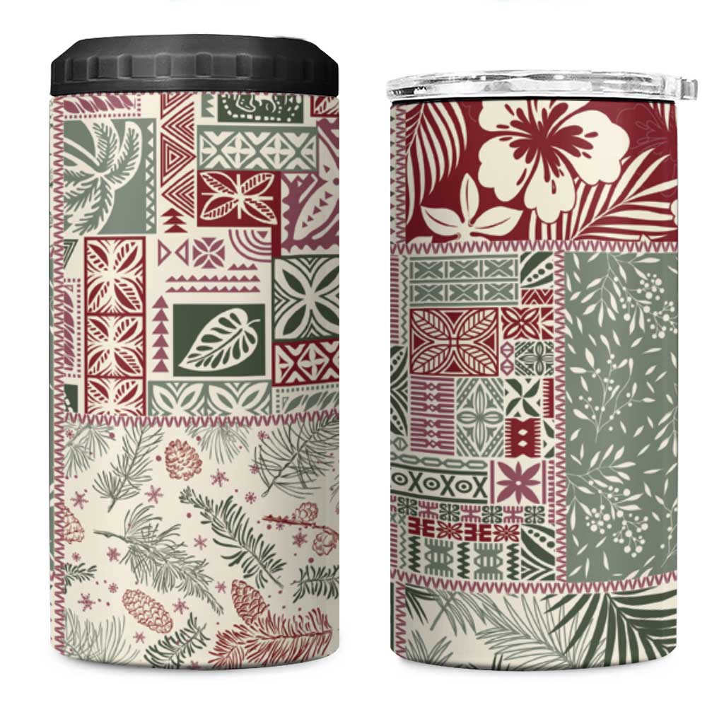 Aloha Hawaii Pastel Christmas Patchwork 4 in 1 Can Cooler Tumbler Classic Style - Polynesian Pride