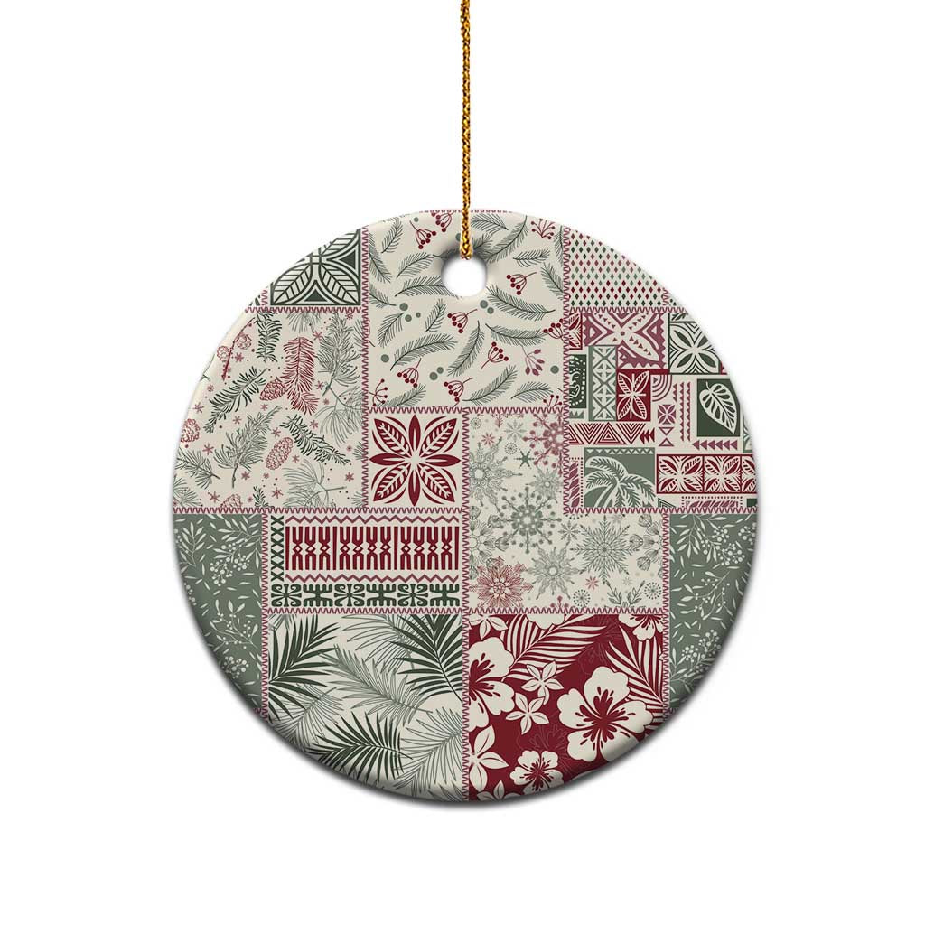 Aloha Hawaii Pastel Christmas Patchwork Ceramic Ornament Classic Style - Polynesian Pride