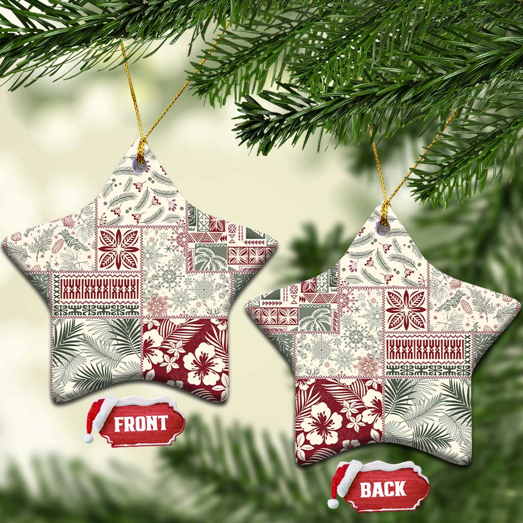 Aloha Hawaii Pastel Christmas Patchwork Ceramic Ornament Classic Style - Polynesian Pride