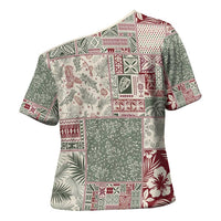 Aloha Hawaii Pastel Christmas Patchwork Cross Shoulder Shirt Classic Style - Polynesian Pride