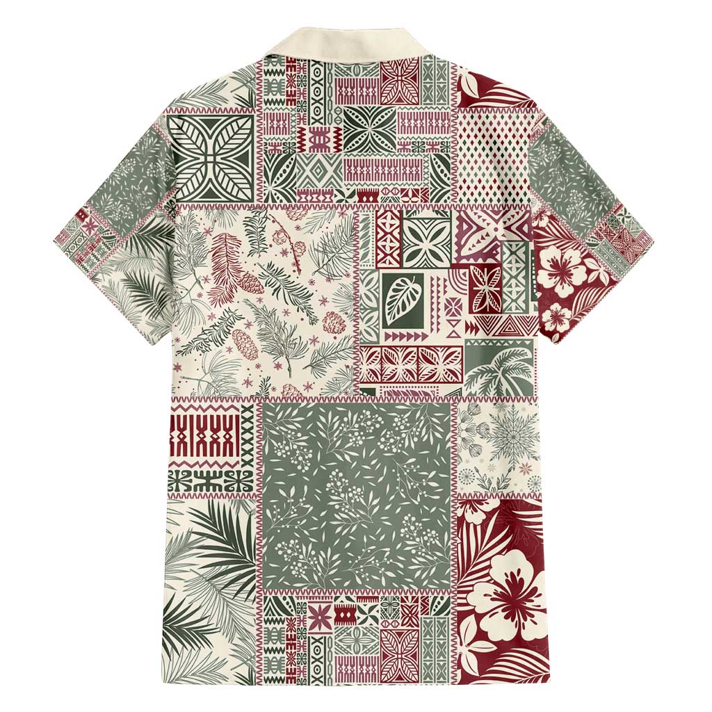 Aloha Hawaii Pastel Christmas Patchwork Family Matching Off Shoulder Short Dress and Hawaiian Shirt Classic Style - Polynesian Pride