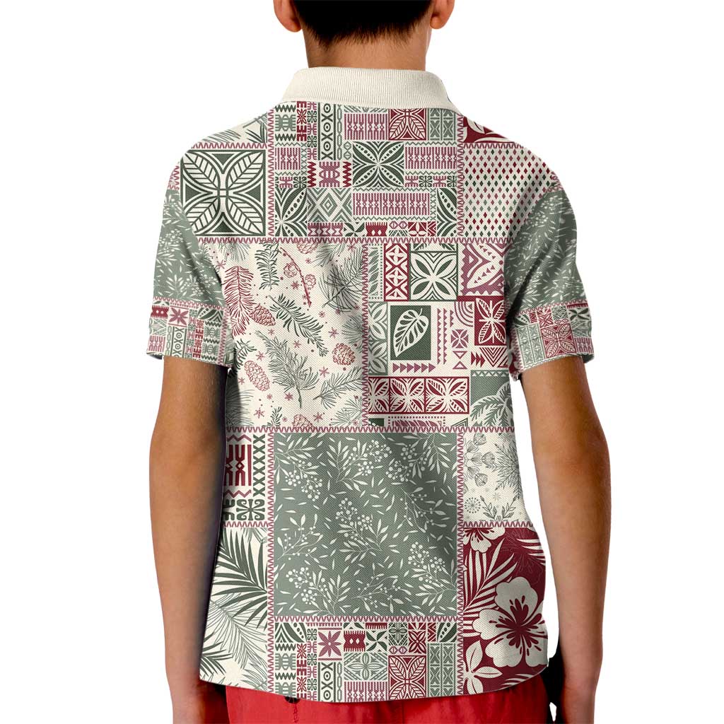 Aloha Hawaii Pastel Christmas Patchwork Kid Polo Shirt Classic Style - Polynesian Pride