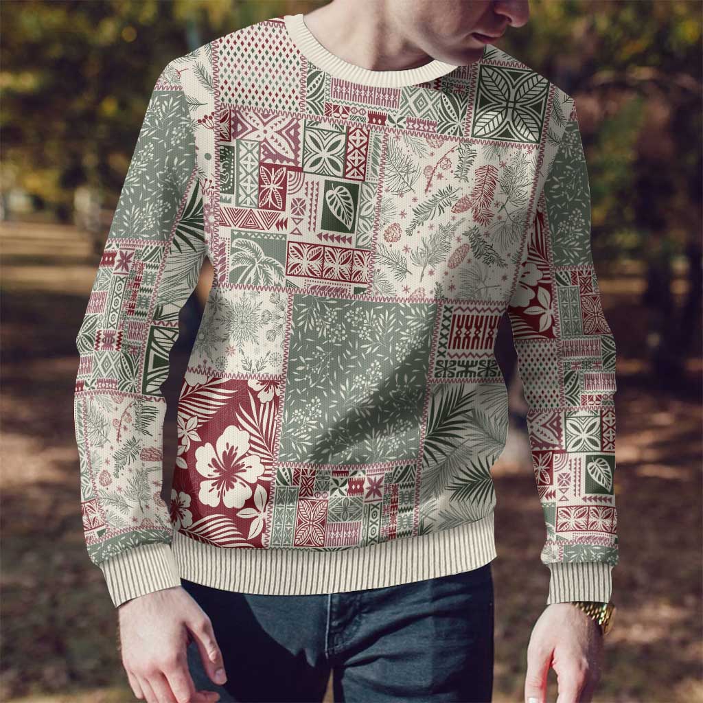 Aloha Hawaii Pastel Christmas Patchwork Ugly Christmas Sweater Classic Style - Polynesian Pride