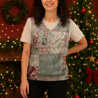 Aloha Hawaii Pastel Christmas Patchwork Christmas Knitted V-Neck Vest Classic Style - Polynesian Pride