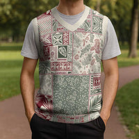 Aloha Hawaii Pastel Christmas Patchwork Christmas Knitted V-Neck Vest Classic Style - Polynesian Pride