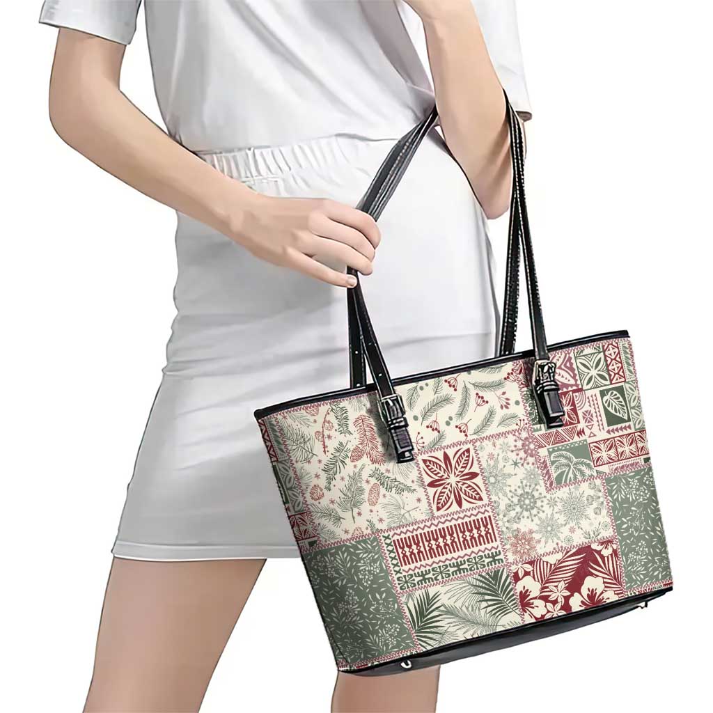 Aloha Hawaii Pastel Christmas Patchwork Leather Tote Bag Classic Style - Polynesian Pride