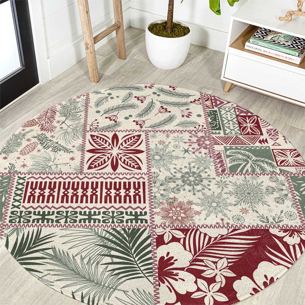 Aloha Hawaii Pastel Christmas Patchwork Round Carpet Classic Style - Polynesian Pride