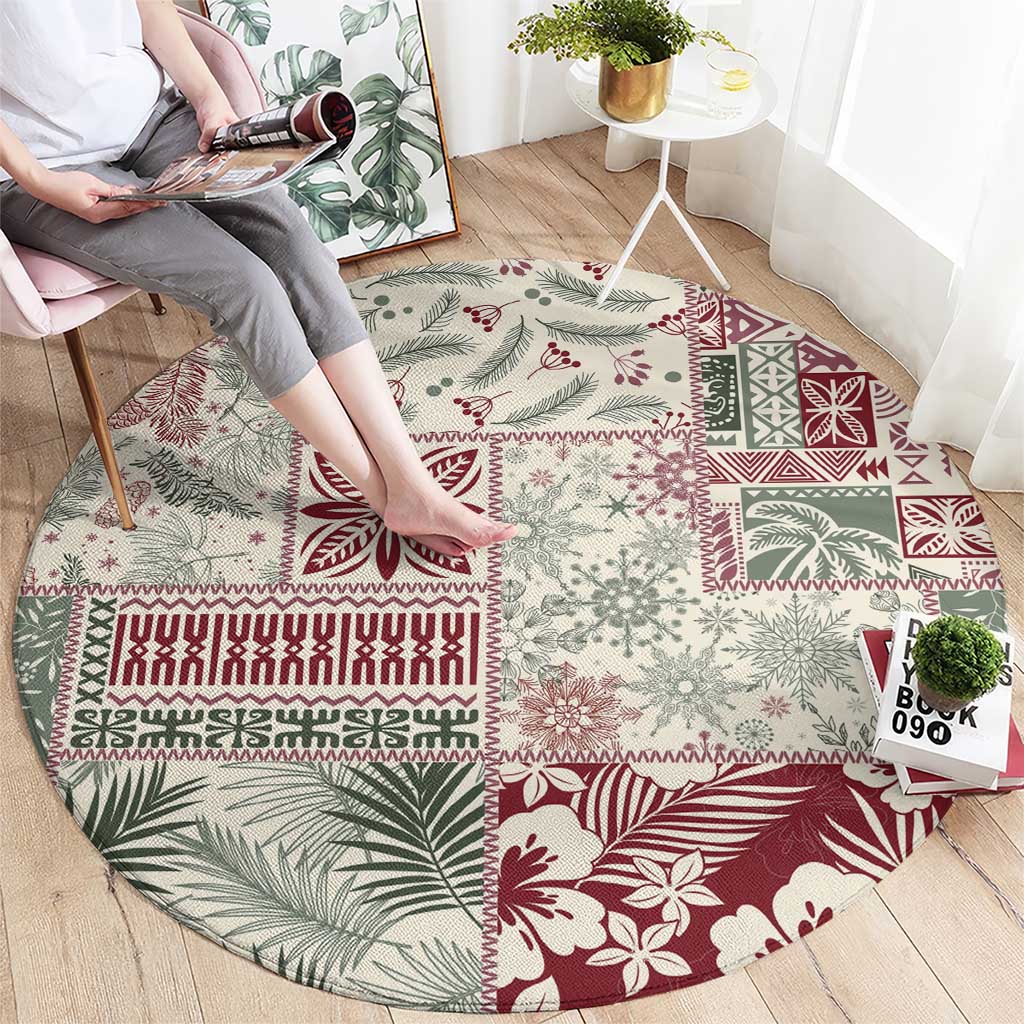 Aloha Hawaii Pastel Christmas Patchwork Round Carpet Classic Style - Polynesian Pride