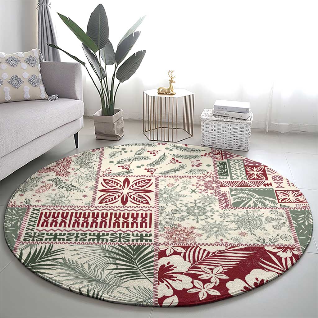 Aloha Hawaii Pastel Christmas Patchwork Round Carpet Classic Style - Polynesian Pride