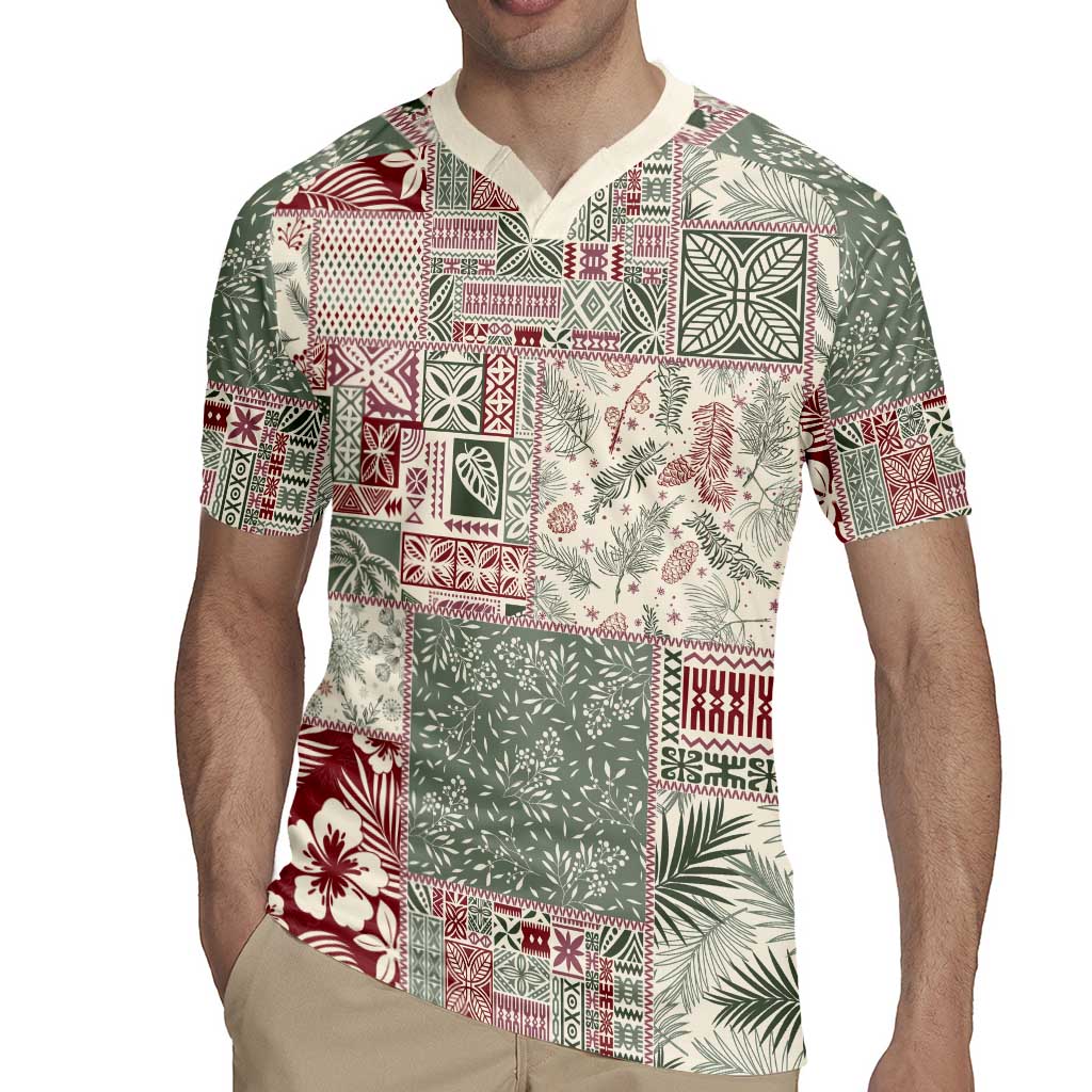 Aloha Hawaii Pastel Christmas Patchwork Rugby Jersey Classic Style - Polynesian Pride