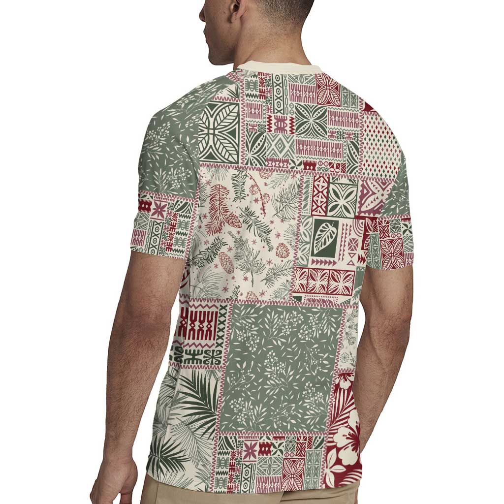 Aloha Hawaii Pastel Christmas Patchwork Rugby Jersey Classic Style - Polynesian Pride
