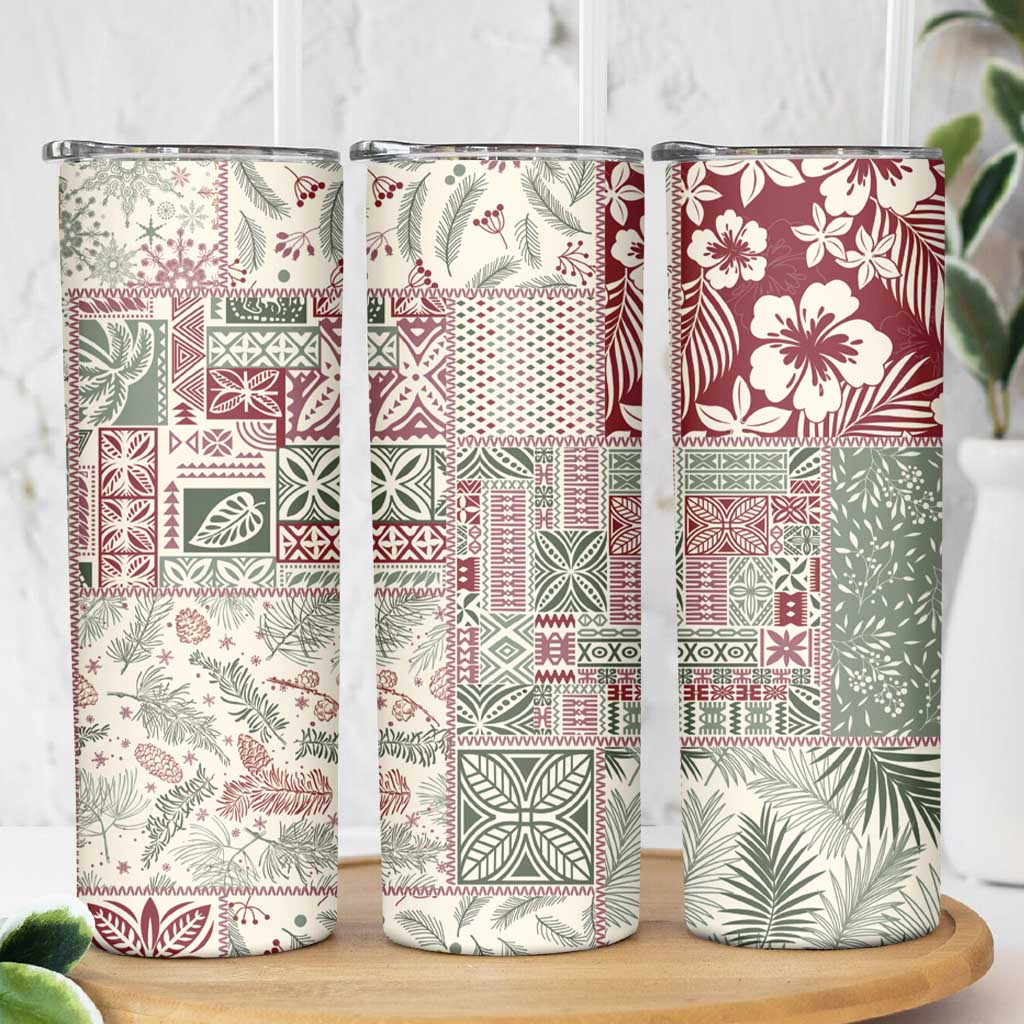 Aloha Hawaii Pastel Christmas Patchwork Skinny Tumbler Classic Style - Polynesian Pride