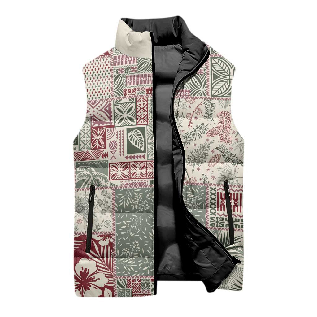 Aloha Hawaii Pastel Christmas Patchwork Sleeveless Puffer Jacket Classic Style - Polynesian Pride
