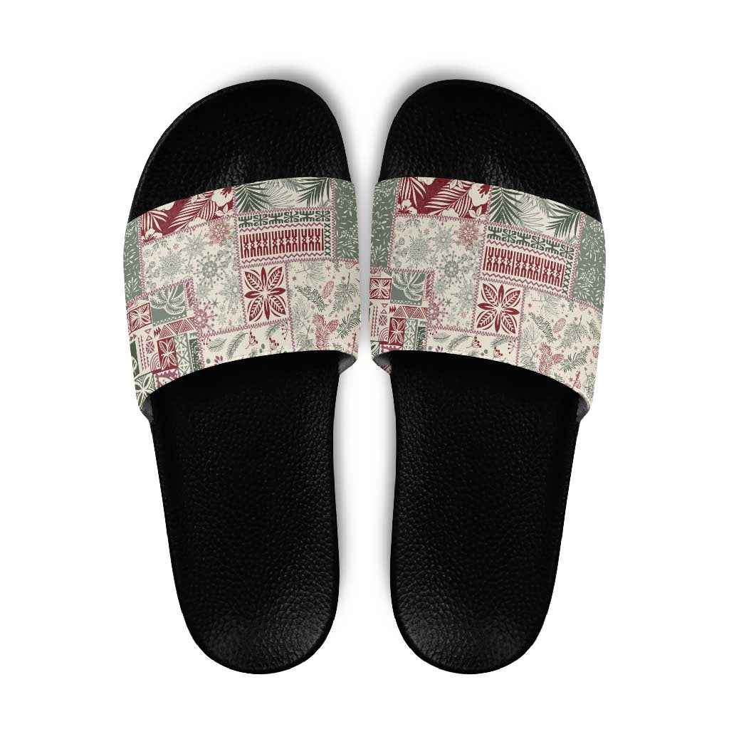 Aloha Hawaii Pastel Christmas Patchwork Slide Sandals Classic Style - Polynesian Pride