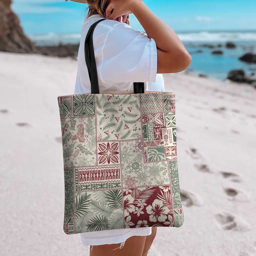 Aloha Hawaii Pastel Christmas Patchwork Tote Bag Classic Style - Polynesian Pride