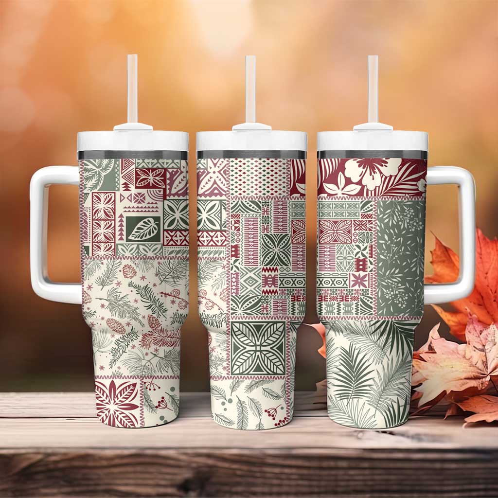 Aloha Hawaii Pastel Christmas Patchwork Tumbler With Handle Classic Style - Polynesian Pride