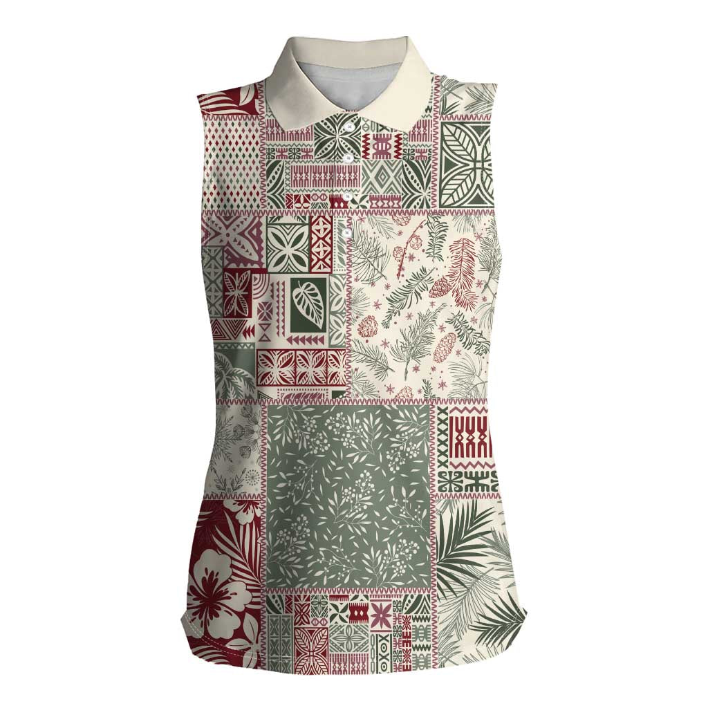 Aloha Hawaii Pastel Christmas Patchwork Women Sleeveless Polo Shirt Classic Style - Polynesian Pride