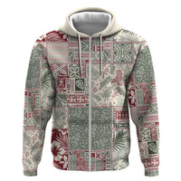 Aloha Hawaii Pastel Christmas Patchwork Zip Hoodie Classic Style - Polynesian Pride
