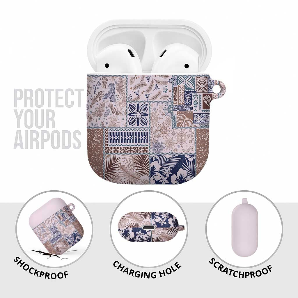 Aloha Hawaii Pastel Christmas Patchwork AirPods Case Rustic Style - Polynesian Pride