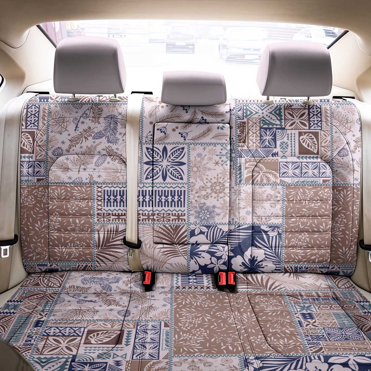 Aloha Hawaii Pastel Christmas Patchwork Back Car Seat Cover Rustic Style - Polynesian Pride