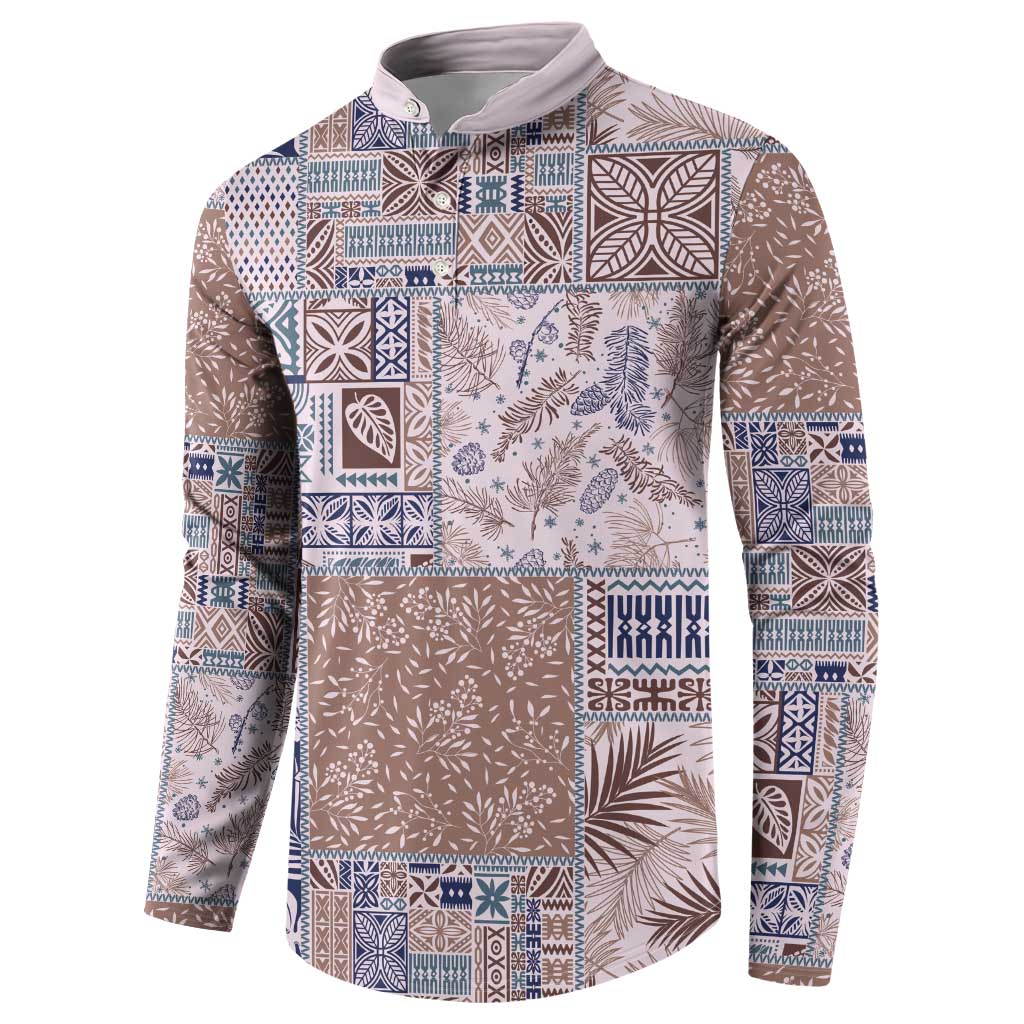 Aloha Hawaii Pastel Christmas Patchwork Button Sweatshirt Rustic Style - Polynesian Pride