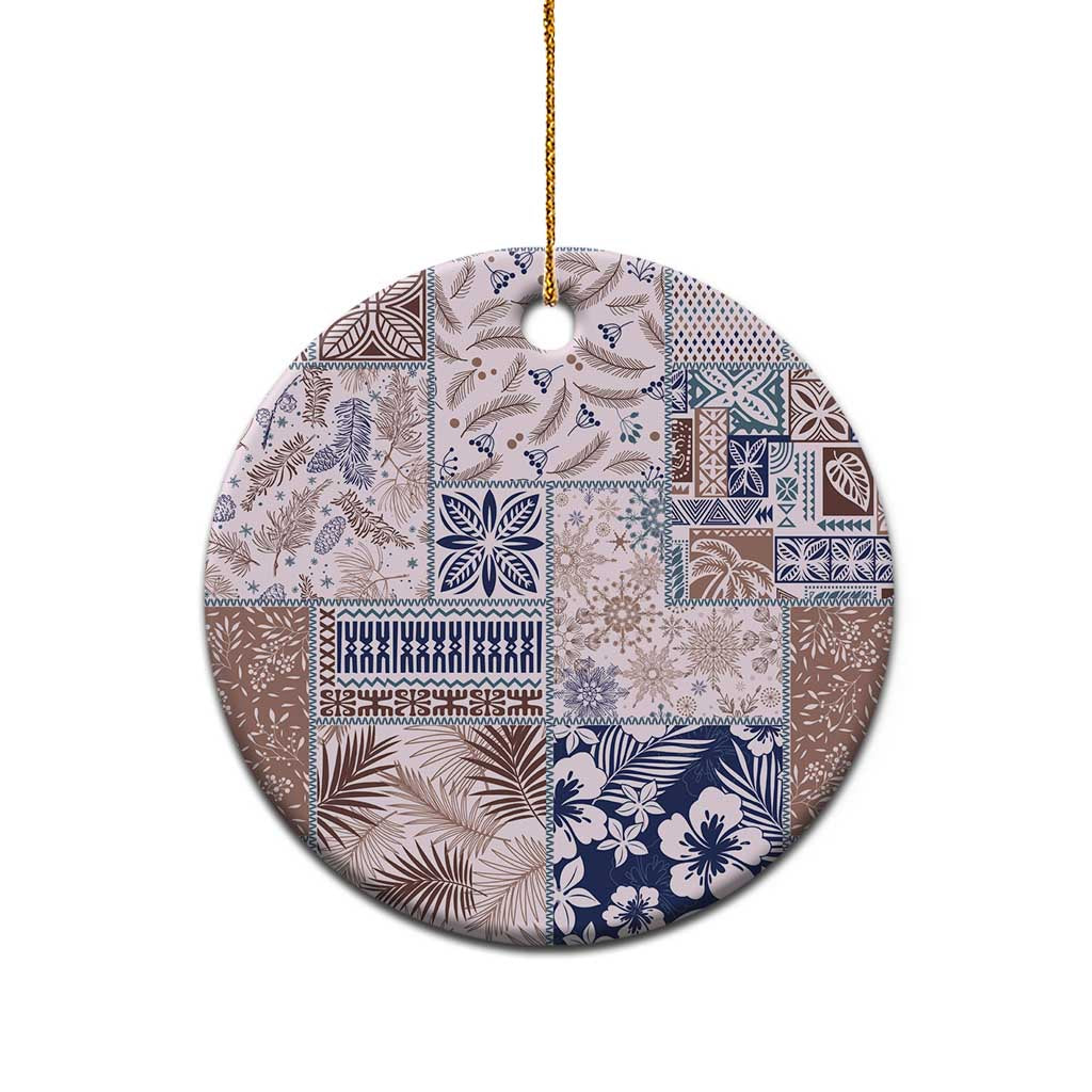 Aloha Hawaii Pastel Christmas Patchwork Ceramic Ornament Rustic Style - Polynesian Pride
