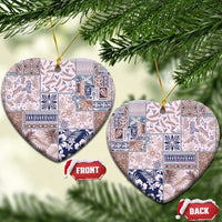 Aloha Hawaii Pastel Christmas Patchwork Ceramic Ornament Rustic Style - Polynesian Pride