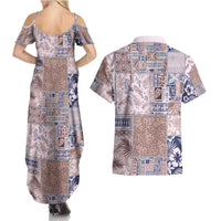 Aloha Hawaii Pastel Christmas Patchwork Couples Matching Summer Maxi Dress and Hawaiian Shirt Rustic Style - Polynesian Pride
