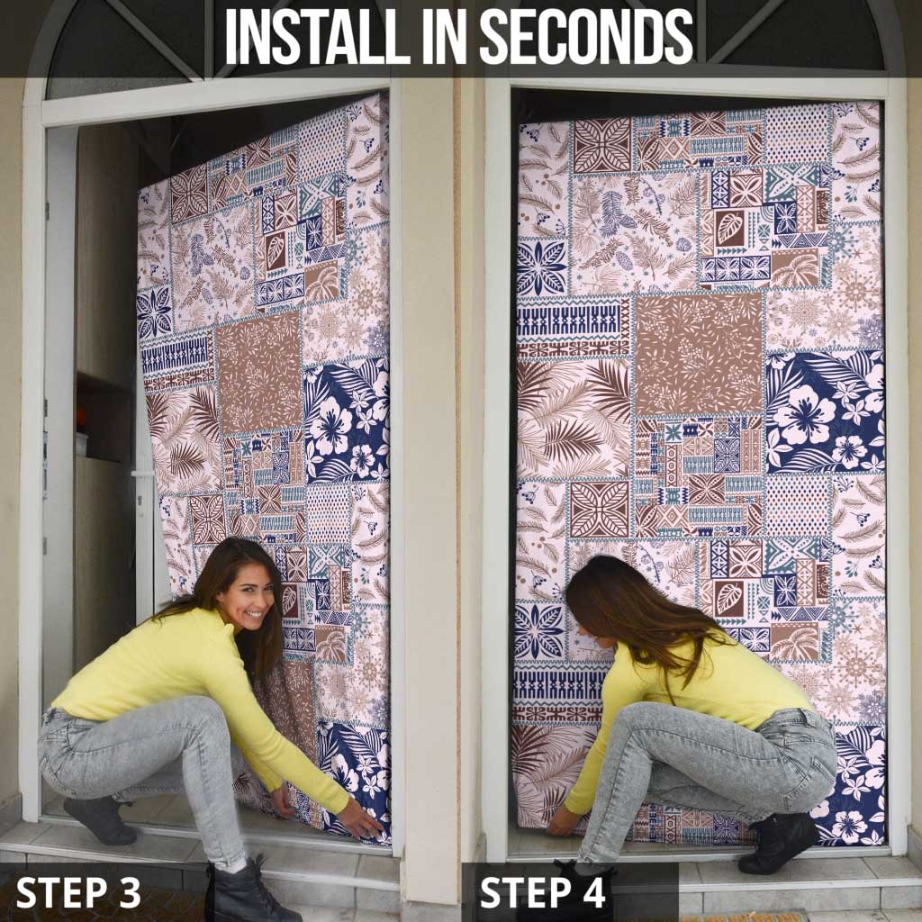 Aloha Hawaii Pastel Christmas Patchwork Door Cover Rustic Style - Polynesian Pride