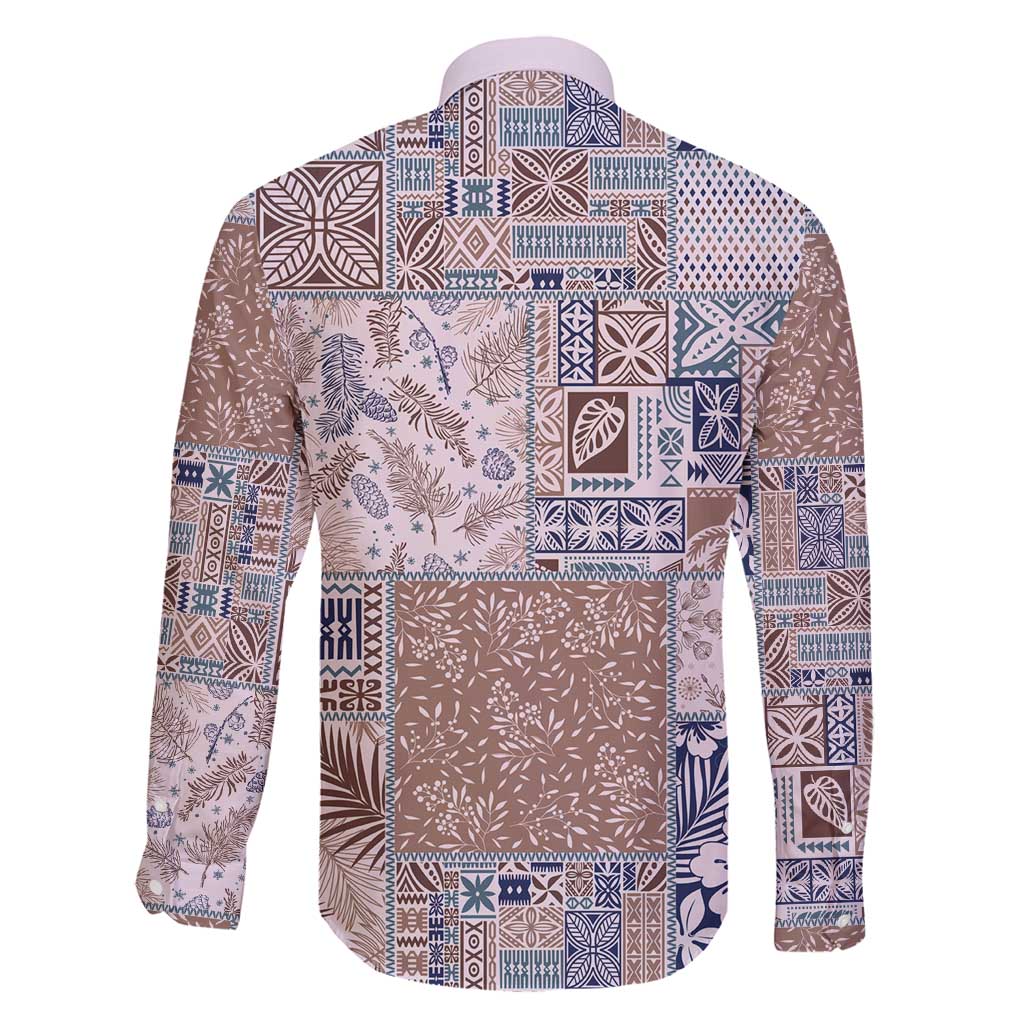 Aloha Hawaii Pastel Christmas Patchwork Family Matching Mermaid Dress and Hawaiian Shirt Rustic Style - Polynesian Pride